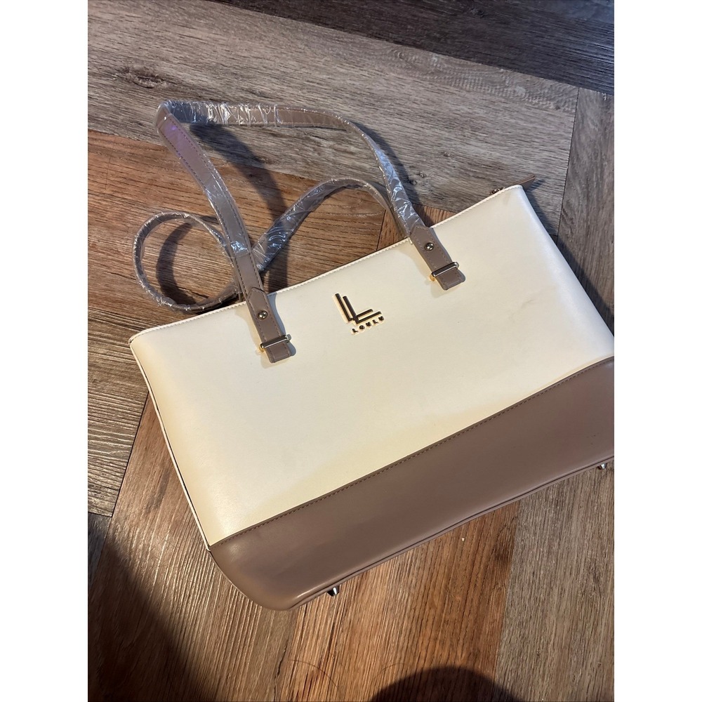 Loulu Two Tone Cream Taupe Bag Purse Women Over Shoulder Handheld